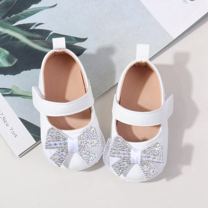 Baby Girls Shoes PU Toddler Princess Dress Shoes For Girls With Bowknot Flat Non-Slip Rubber Soles Spring Summse Infant Shoes