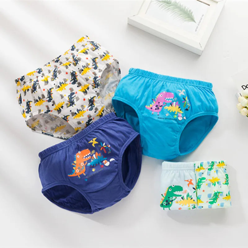 5 Pcs/Lot Boy Underwear Soft Cotton Briefs For Boys Dinosaur Cartoon Children Panties Breathable Kids Underpants Briefs Age 2-14