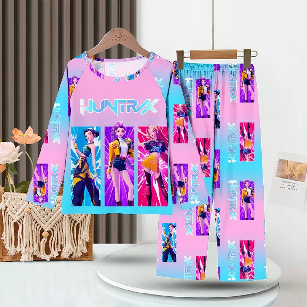 Girls Pajamas Sets Spirng Kpop Kids Long Sleeve Sleepwear Children's Pyjamas Boys Girls Cartoon 2pcs Homewear Clothes Loungewear
