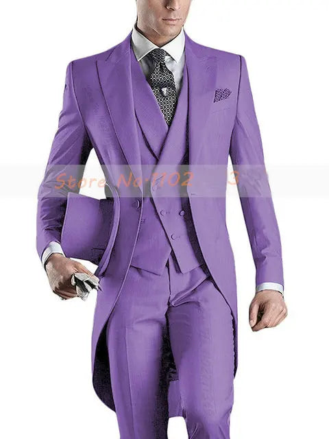 Custom Made Tailcoat Men Suit Classic White Groom Tuxedos Blazer Men Wedding Dinner Party Suits Bridegroom (Jacket+ Pant+Vest)