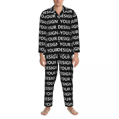 Pajamas Mens Add Design Room Sleepwear Custom DIY Made Your Image Two Piece Loose Pajama Sets Long Sleeves Oversized Home Suit