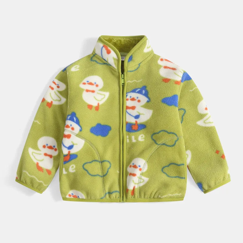 Boys Cartoon Coats Autumn Fashion Children's Clothes 1 to 2 4 6 8 Years Winter Baby Warm Fleece Outerwear Jacket for Girls