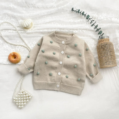 Newborn Baby Girl Clothing Set Spring Autumn Yarn Ball Cardigan Tops+romper Toddler Baby Girl Knitting Clothes Bebe Outfit Set