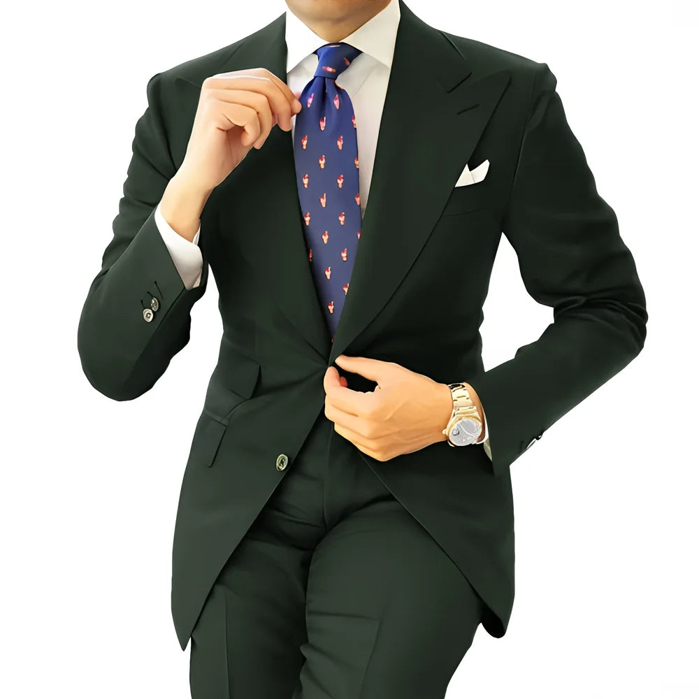 Formal Men's Suit Office Long Work Clothes Groom Tuxedo Jacket Pants XS-5XL Tailored Suit Dark Gray Blazer