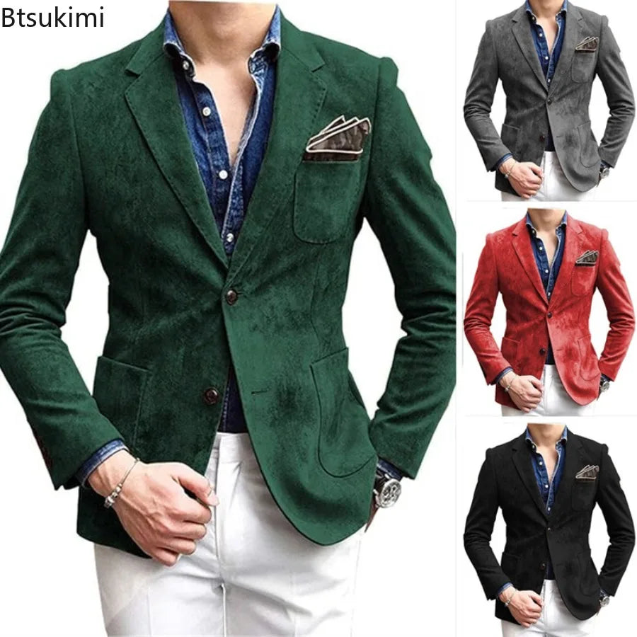 2026 Men's Coats Wool Suit Blends Wool Open Stitch Turn Down Collar Splice Single Breasted Punk Autumn Winter Jackets Streetwear
