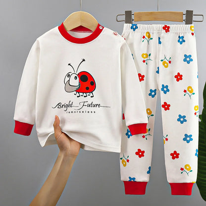 New Kids Boys Girls Pure Cotton Pajamas Cute Cartoon Long Sleeve Pyjamas Toddler Baby Autumn Sleepwear Children's Clothing Sets