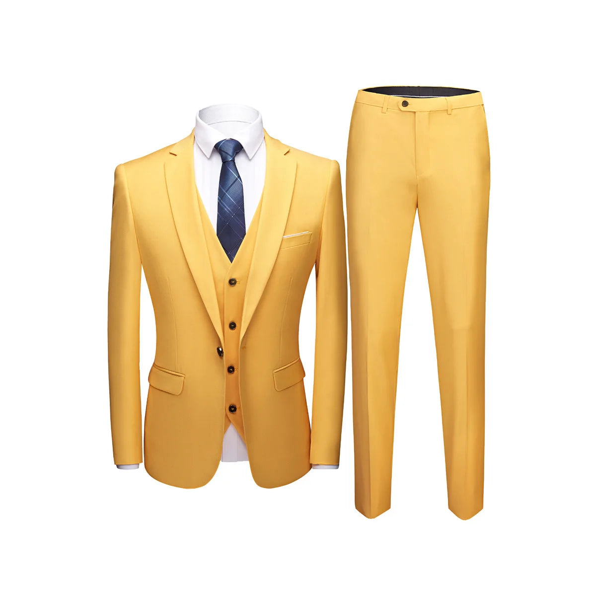 Man Suit Set Simple Solid Color Long Sleeve Male Outfit Single-breasted Slim Business Wedding Versatile Men Three-piece Suits