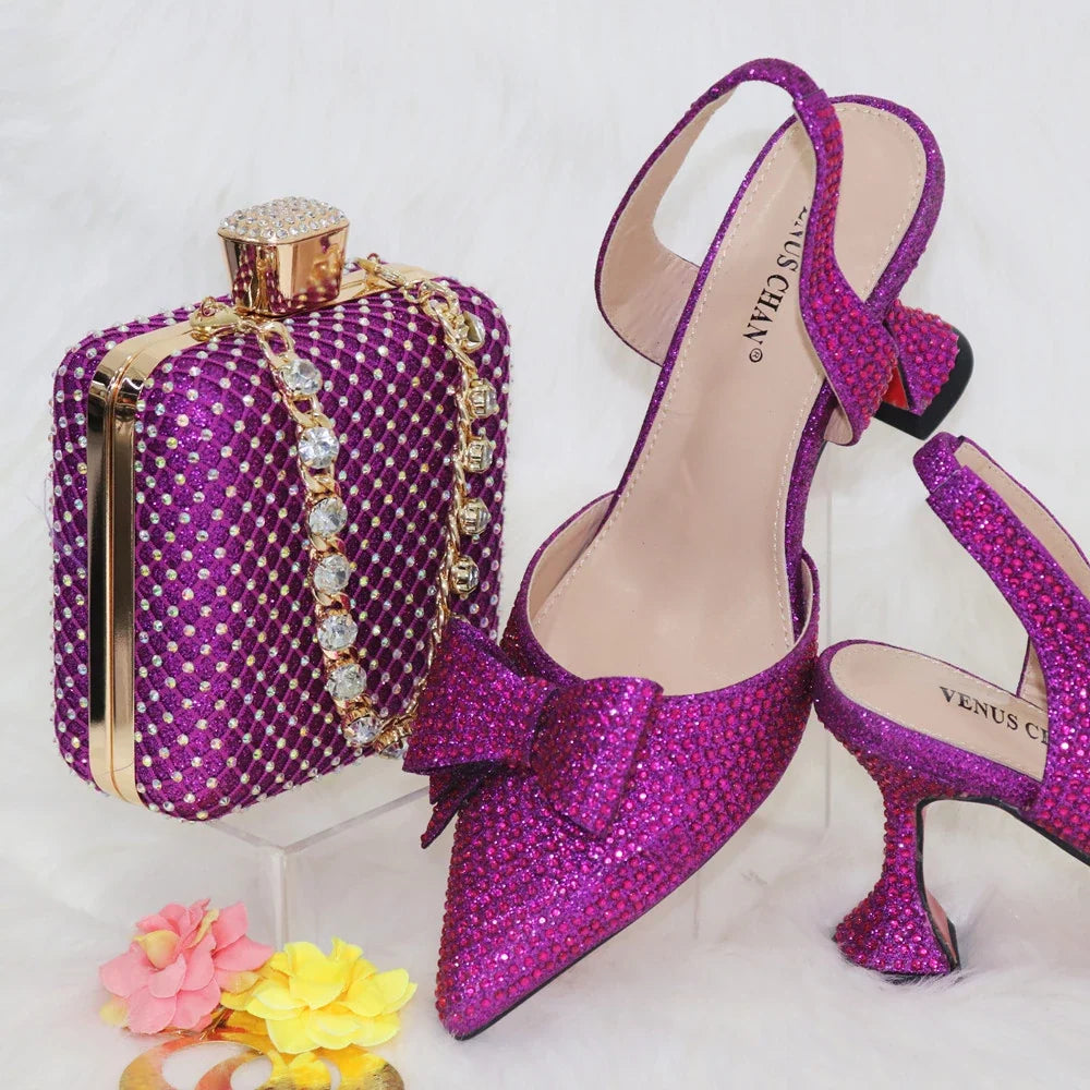 New Silver Versatile Party Ladies Shoes And Bag Set