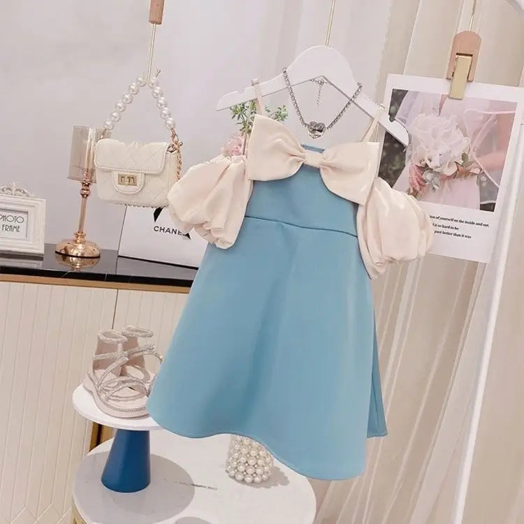 Girls Summer Dress Fashion Bow Birthday Party Princess Dresses Clothing Children Outfits Vestidos LT