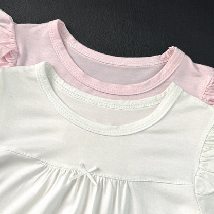 Girls' Short Sleeved Pajamas Home Clothes Set Modal Spring and Summer Thin Edition Children's Air Conditioning Lace Princess