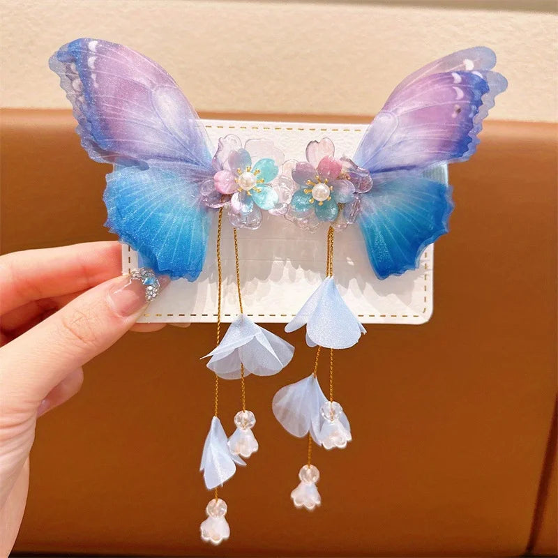 Baby Girl Hair Accessories Gradient Bow Hair Clip Flower Tassel Hairpin Girls Hair Accessoreis Butterfly Hair Clip