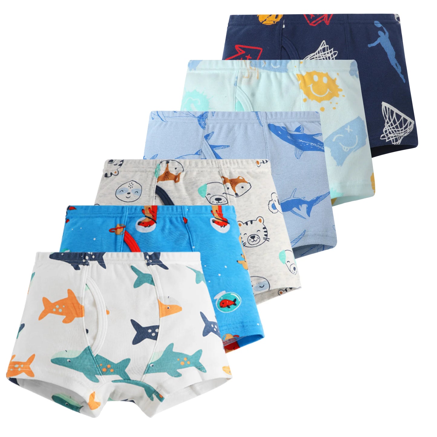 6 Pcs Baby Toddler Boys' Underwear,  100% Cotton Little Boys Briefs Soft Dinosaur Truck Boxer Briefs