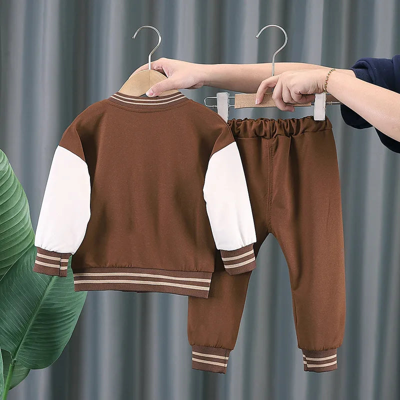 Boys Baseball Clothing Sets Kids Casual Sportwear Suit Girls Coats+Pants 2Pcs Spring Autumn Baby Thin Tracksuit Outfits 1-4 Year