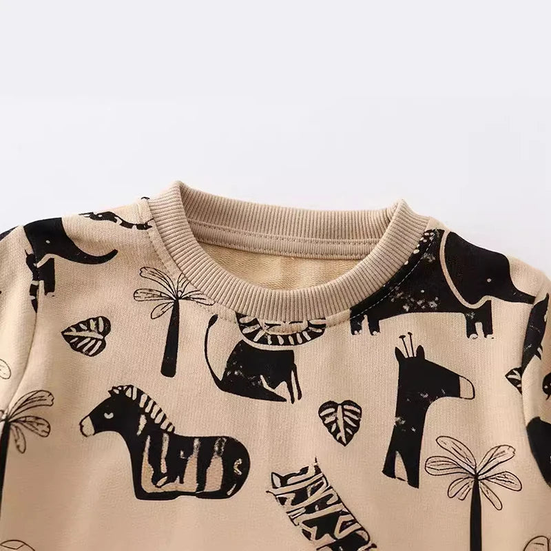 New Baby Boys Tops Kids Clothes Children's Clothing Autumn 2025 Spring Cartoon Animals Infants Sweatshirts Hoodie