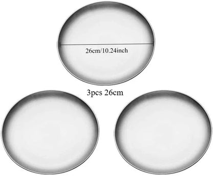 High Quality Gold Silver Tray Stainless Steel Dining Disc Round Bone Spitting Dishes Fruit Meat Dessert Plate Kitchen Tableware