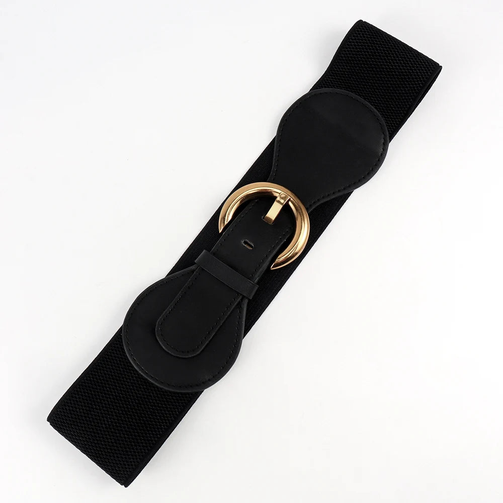 Women Belts PU Leather Corset Belt Female Metal Buckle Belts for Ladies Leisure Dress Jeans Wide Waistband