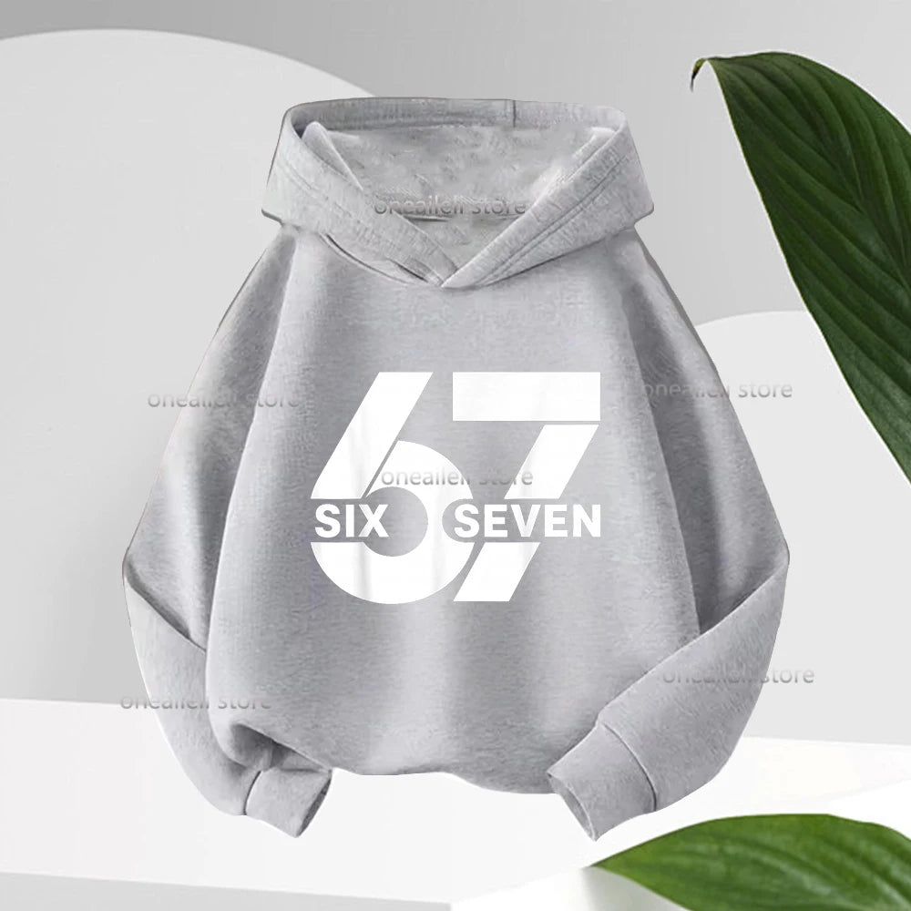 Graphic Funny 67 Kid Hooded Pullover Sweater Comfortable Stylish Street Style Long-sleeved Children's Wear Boy Girl Hoodies