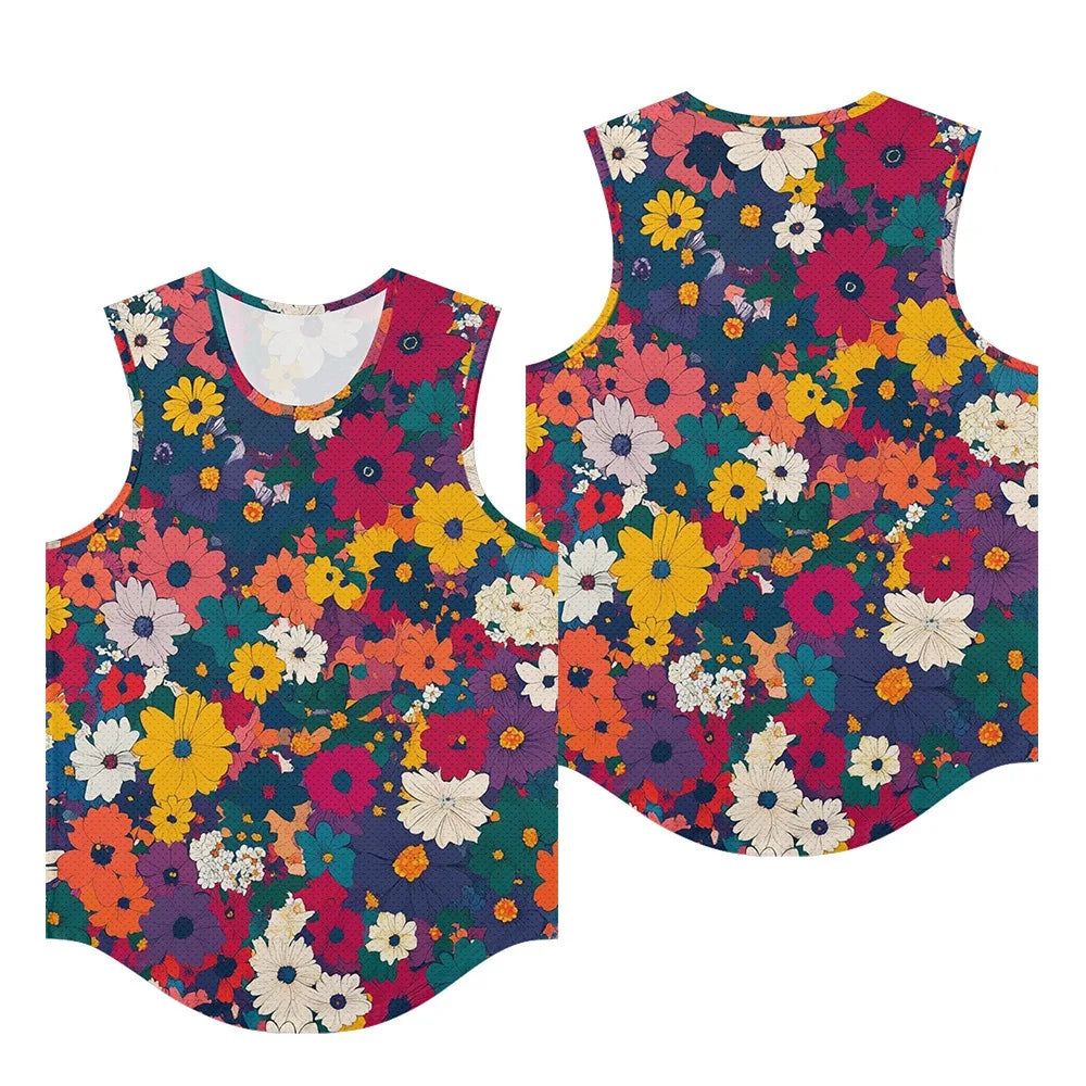 Men Vests Trendy Tropical Monstera Printed Breathable Beach Artistic Essential Tank Top Activewear Sports Oversized Clothing