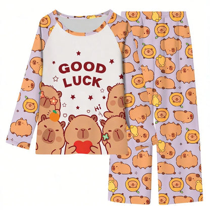 Boys Girls Pajamas Sets Kids Toddler 3 to 4 5 6 7 8 9 10 11 12 Years Cute Pijama Capybara Long Sleeve Pyjama Children's Clothing