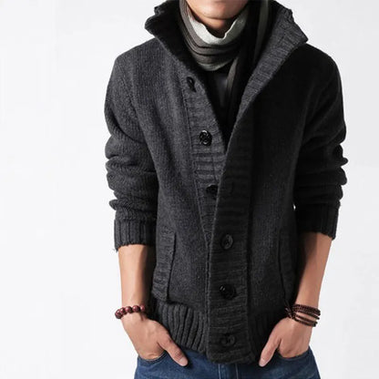 Men Sweater New Autumn Front Button Cardigan Stand Collar Sweaters for Men Coat Winter Warm Knitwear Clothing pull homme MY271