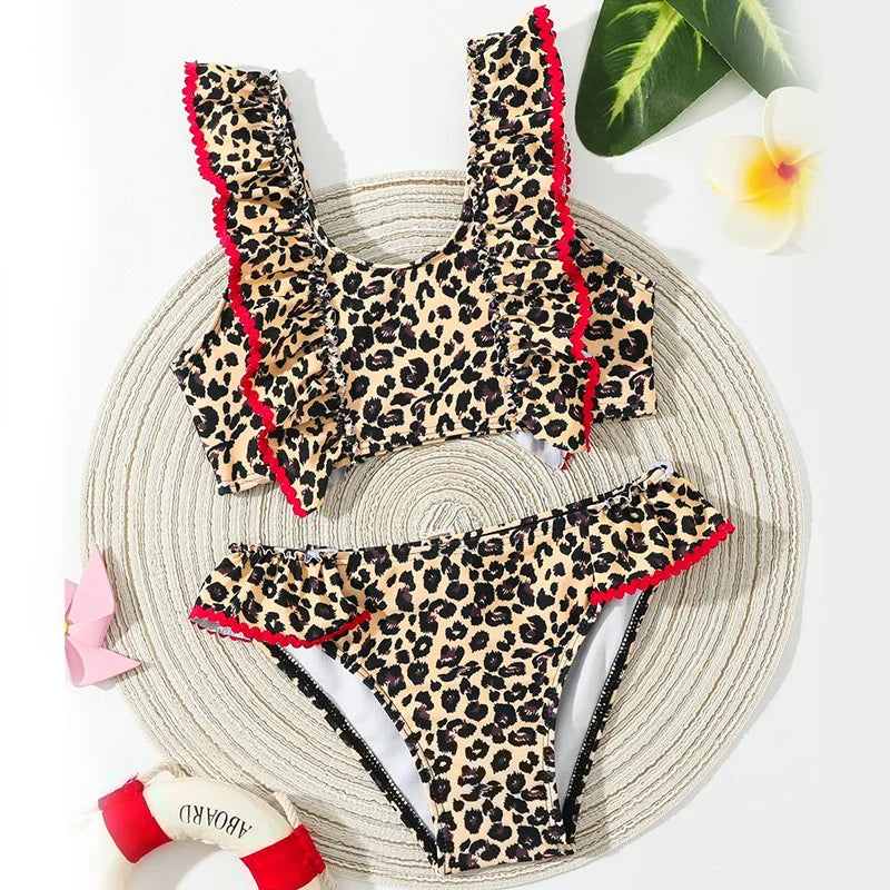 Girls Swimsuits Sets Children's Summer Fashion Beachwear Suit 2025 New Kids Swimming Costume Girl Print 2Pcs Outfits 4-8Y