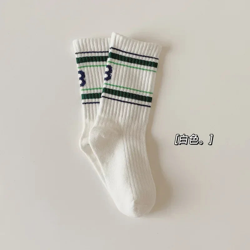 Boys Girls Sock School Fashion Simplicity Calf Sock for Kids Boy Four Season Cotton Letter B Sports Sock Children Clothing