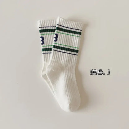 Boys Girls Sock School Fashion Simplicity Calf Sock for Kids Boy Four Season Cotton Letter B Sports Sock Children Clothing