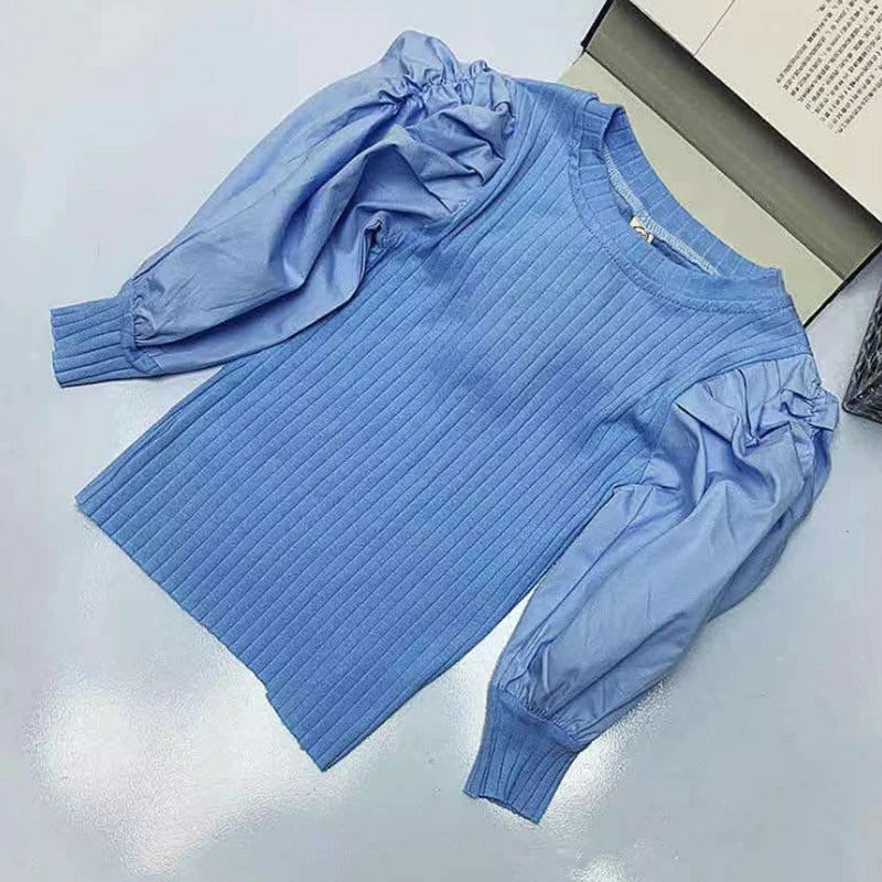 Fashion Kids Girls Blouse Puff Long Sleeve Girls Shirt White Blouse Tops Children Clothes Baby Toddler Teen School Princess A383