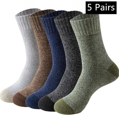 5 Pairs Merino Wool Socks for Man Women , Super Thick Hiking Sock Men's Thermal Socks for Cold Weather Men Woman Snow Socks
