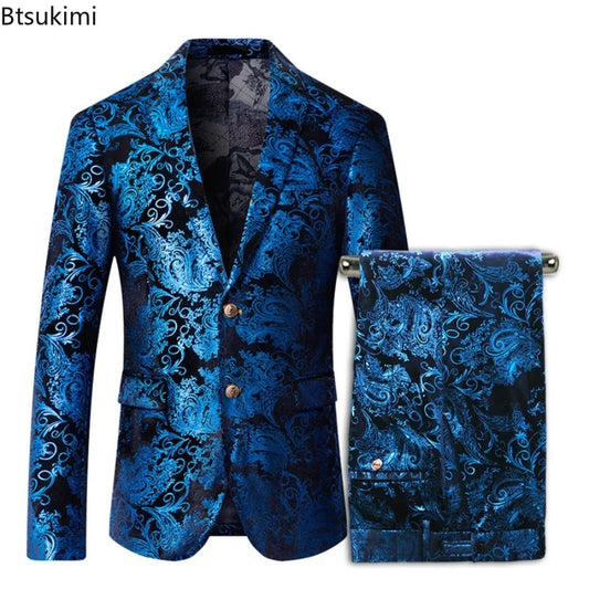 2026 Men's Suit Two Piece Sets Single-breasted Blazer Jackets and Pants Wedding Suits for Men Party Banquet Tuxedo Dress Outfits