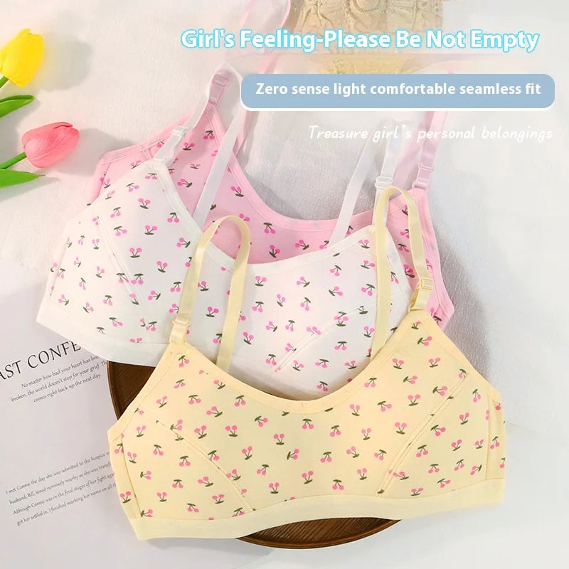 Teenage Girls Underwear 3PCS Developmental Small Undershirt Female Big Boy Elementary School Students Cotton 10-13 Years Old Bra