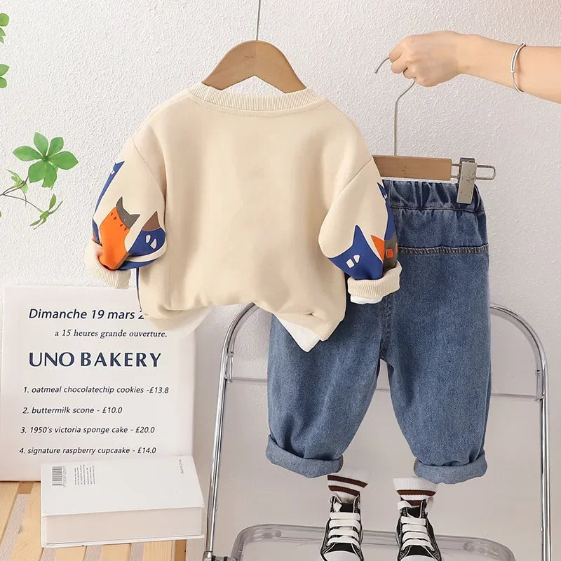 Spring Baby Boy Clothes 18 to 24 Months Cartoon Casual Long Sleeve Boys Sets T-shirts and Pants Boys Outfit  Kids Essentials