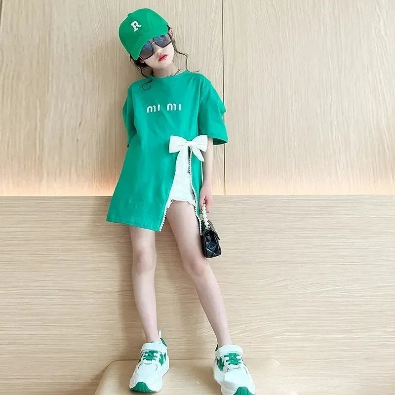 Summer Girls T-shirt Fashion Short Sleeve Girl Clothes Teenage Kids Tops Children Clothing Toddler Girl Clothes 2 3 4 5 6 7 8 9Y