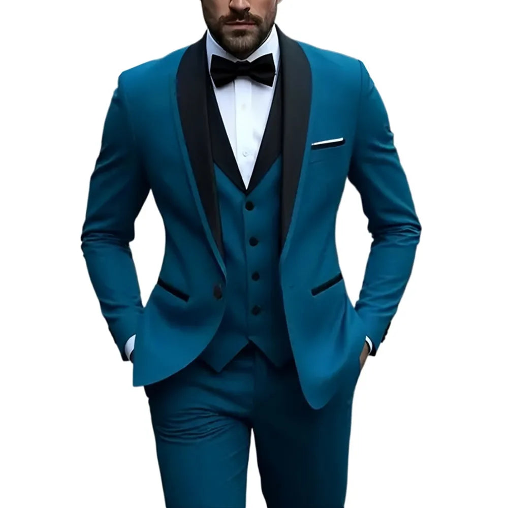 Men's 3pcs Suit Set, Jacket + Vest + Pants, Fashionable High-Quality, Suitable for Weddings, Parties and Formal Occasions