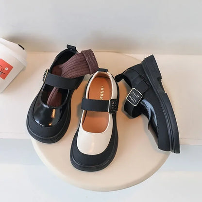 Girls Leather Shoes for School Party Wedding Fashion Elegant Children Mary Janes Pu Leather Loafers Princess Kids Moccasins