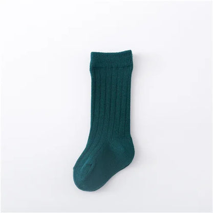 0-5Years Kids Boys Girls Socks Cotton Solid Striped Soft Baby Knee Long Children's Socks School Sport Baby Boy Sock 12 Color