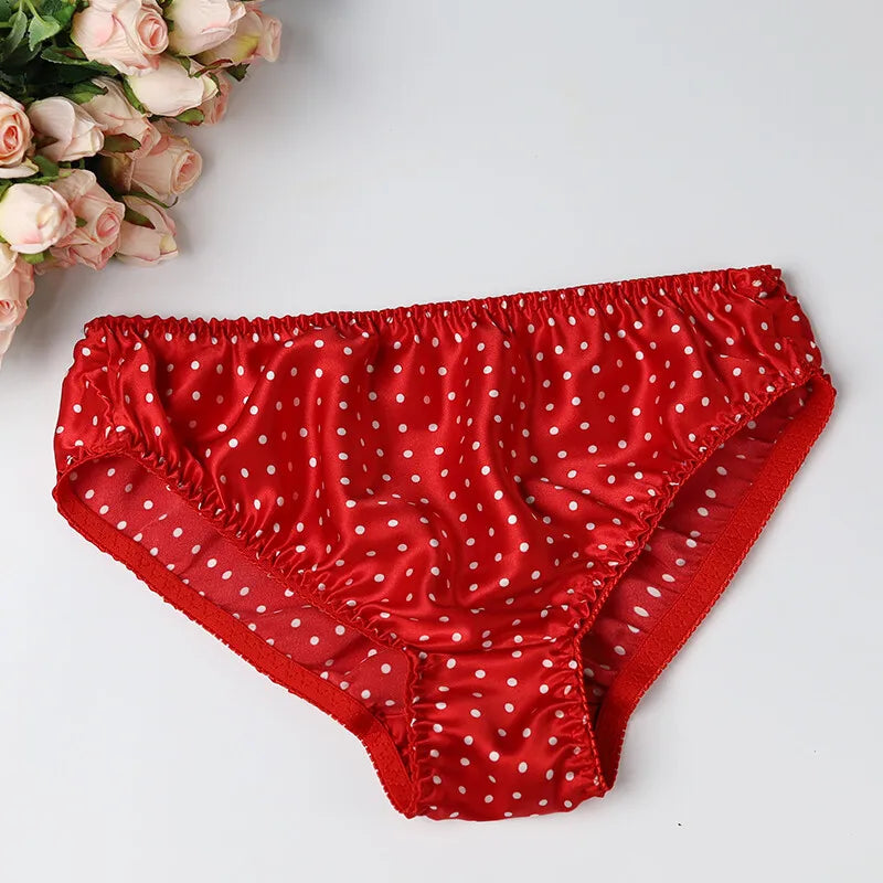 Silk Underwear Women's Large Size XXL e Breathable Antibacterial Low Waist Comfortable Innerwear Daily Use Cartoon Pat...