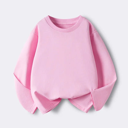 Girls Boys Long Sleeve T-Shirts Casual Kids Pure Cotton O-neck Solid Tee Tops Spring Blouse T Shirt for Teens Girl Clothes 3-14Y