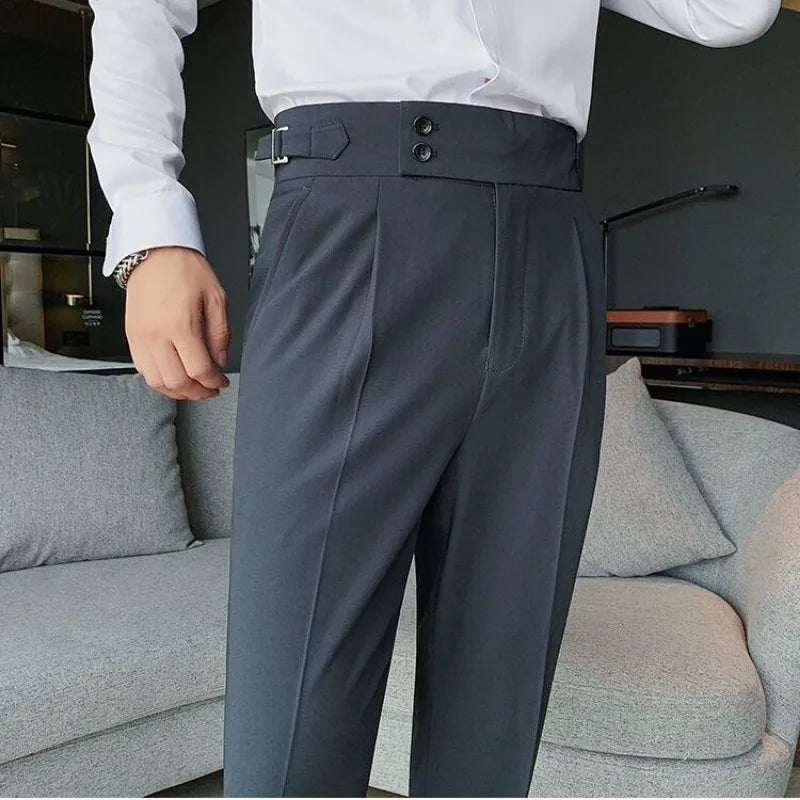 Man Suits Pants High Waist Social Tailoring Straight Business Korean Style Clothes Dress Trousers for Men Quality Formal Stylish