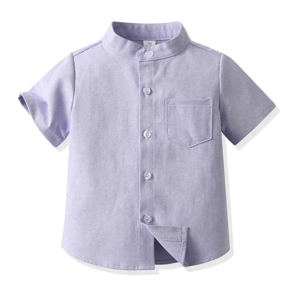 New Children Boys Gentleman Shirts Kids Short Sleeve Casual Tops Infant Toddler Girls Blouse Formal Clothing Summer Clothes