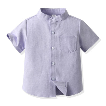 New Children Boys Gentleman Shirts Kids Short Sleeve Casual Tops Infant Toddler Girls Blouse Formal Clothing Summer Clothes