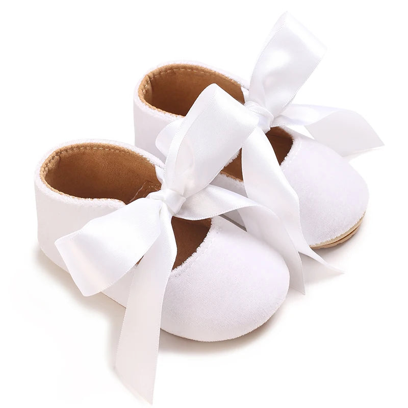 Girls' Princess Baby Shoes Cute Bow Flat Bottom Walking Children's Shoes First Step Newborn Baby Comfortable Soft Sole Footwear