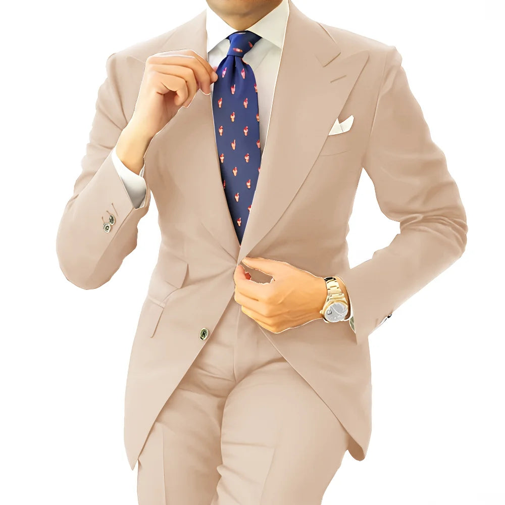 Formal Men's Suit Office Long Work Clothes Groom Tuxedo Jacket Pants XS-5XL Tailored Suit Dark Gray Blazer