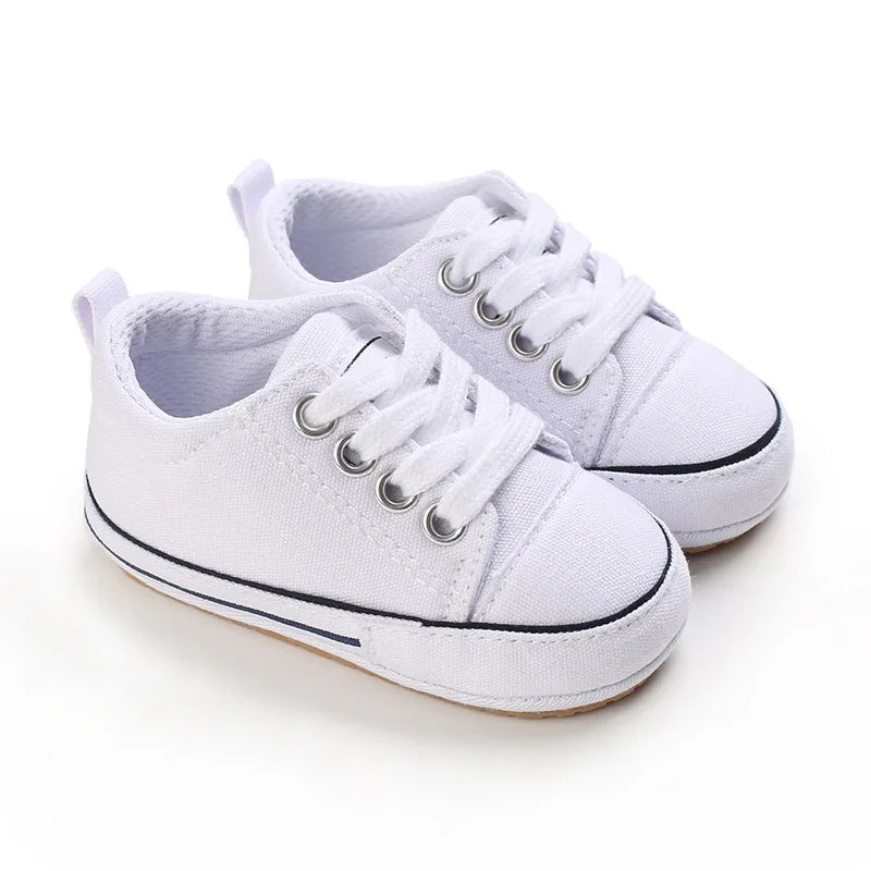 Somenie Newborn Baby Shoes for Spring Autumn Boys Girls Canvas Shoes for 0-1 Year Old Babies Soft-Soled Toddler Shoes with Laces