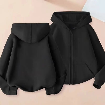 Kids Hoodie Jacket Plain Color Zip Hooded Sweatshirt Casual Outerwear Long Sleeve Boy Girl Coat Trend Style Wear Casual Look