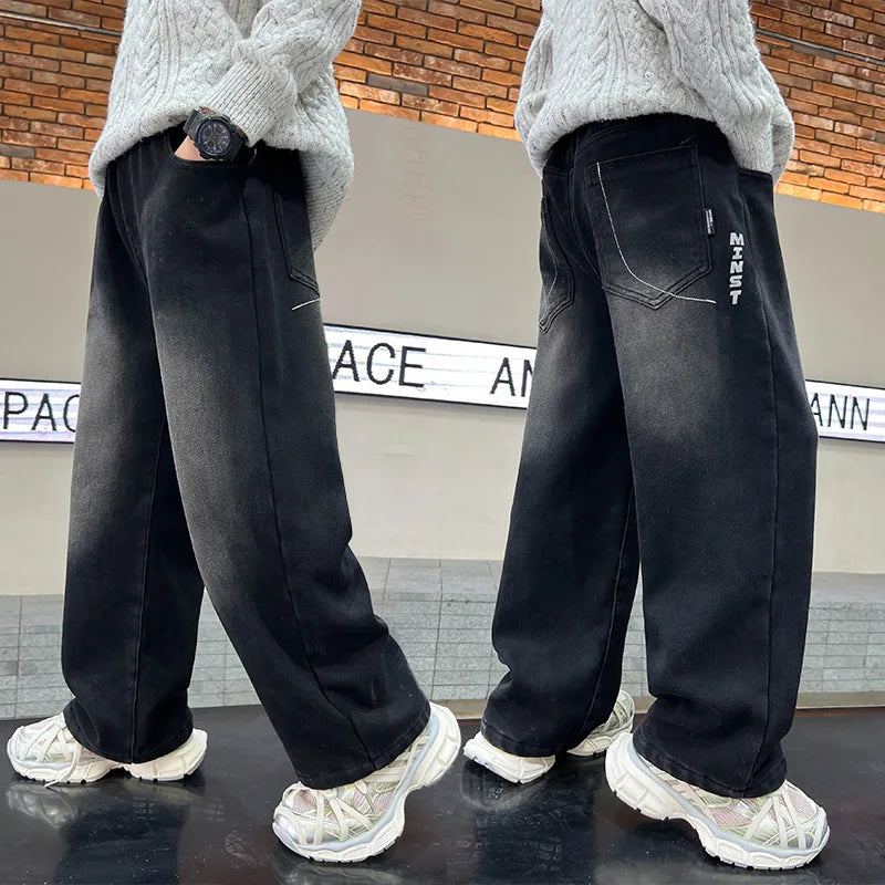 Hot Sale Kids Boy Black Gradient Jeans New Design School Teenager Casual Denim Pants Child Fashion Jeans Trousers 5 7 9 11 13 14
