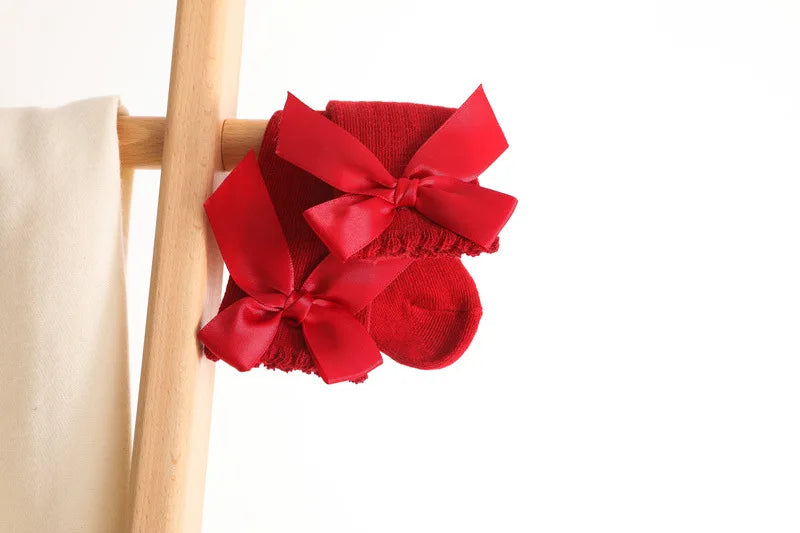 Baby Girl Accessories Infant Socks Spring Autumn New Big Bow Cotton Socks Kids Children Knee High Stocking Toddler Boy Clothes