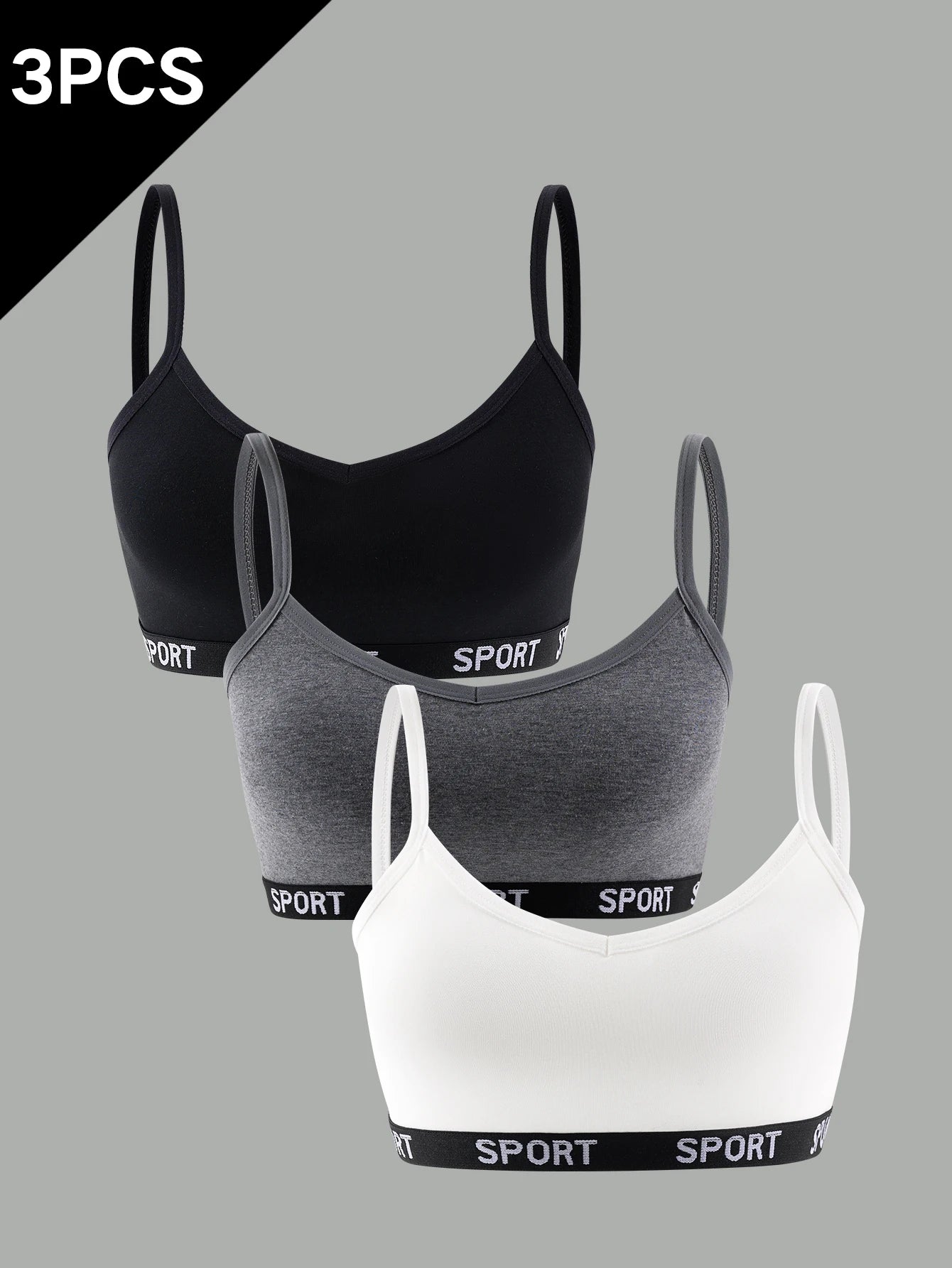 3 pcs girls' bra, sports bra, no underwire comfortable vest, underwear for students in puberty, suitable for ages 9-14