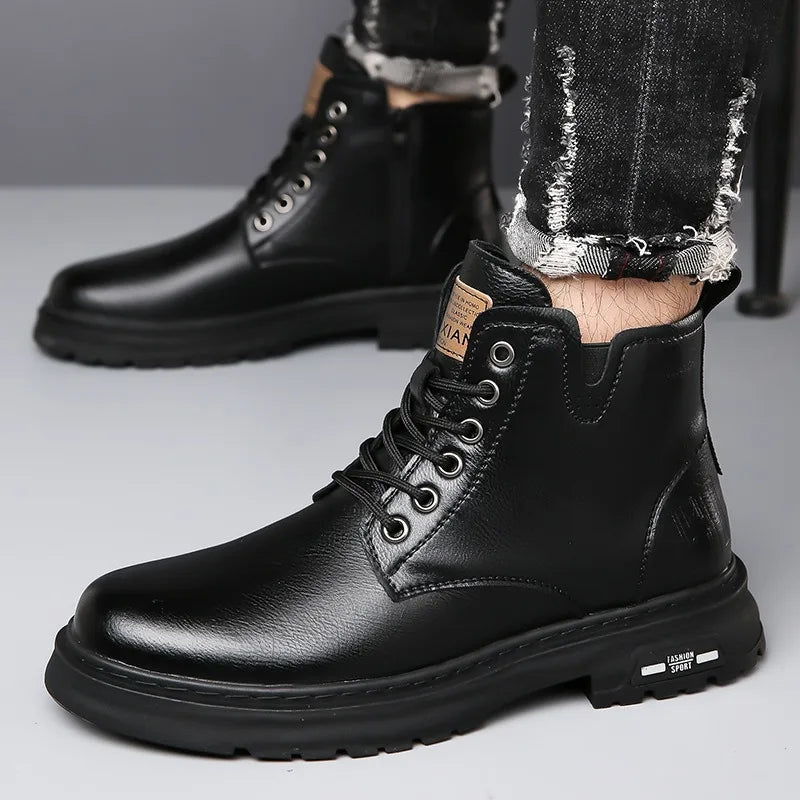 Men's shoes 2025 new autumn and winter men's boots youth high top casual men's shoes trend British style big yellow boots