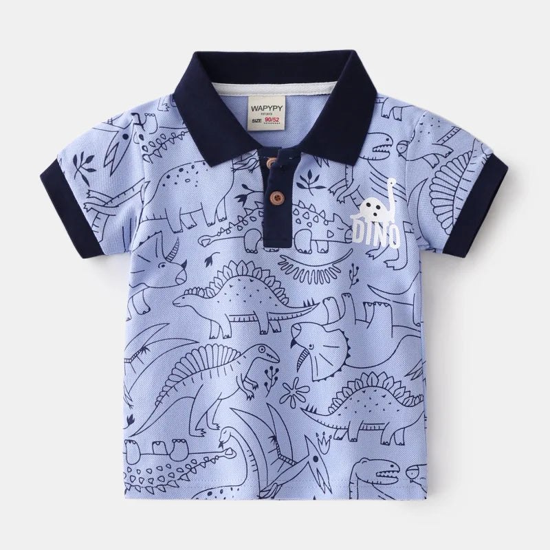 Baby Boy Clothes Summer Short Sleeve Children's Polo Shirts Toddler Kids Cotton T-shirts Boys Lapel Cartoon Tees Kids Sport Tops